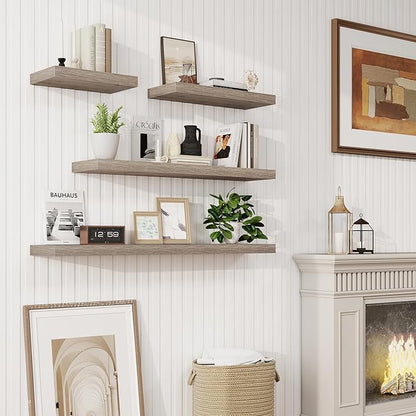 72in Floating Shelves for Wall, Long Wall Mounted Engineered Wood Shelves - Image 2