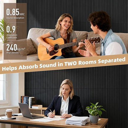 TO-TH Wood-Look Acoustic Panel, 4 Pack 47.2” x 23.6” Soundproof Wall Panels - Image 4
