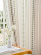 Pinch Pleated Sage Green Floral Block Print Curtains 84 Inches Long, Vintage Boho Linen Blend Drapes for Bedroom Living Room, 2 Panels Set