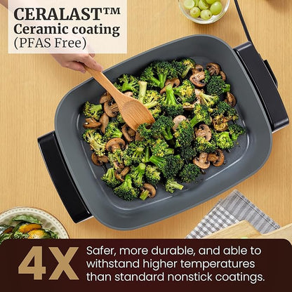 Elite Gourmet 15" x 12" x 4" Electric Skillet, Xtra Deep Dish, Ceralast™ PFAS - Image 6