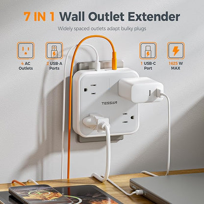 Multi Plug Outlet Extender, TESSAN Surge Protector Splitter - Image 4