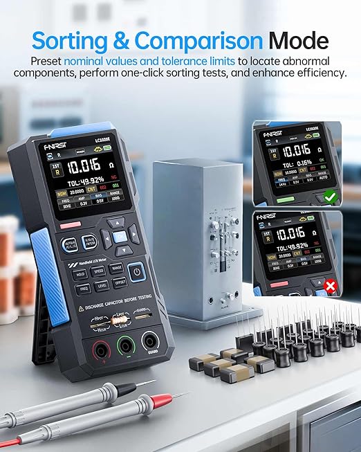 FNIRSI LC1020E 100kHz LCR Meter, Auto Component Detect, Measures ESR/Q/D/θ/X - Image 2