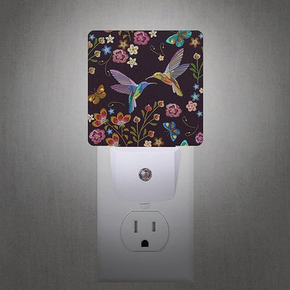 Smoaffly Vintage Hummingbird Butterfly Flowers Night Light Plug-in LED - Image 2