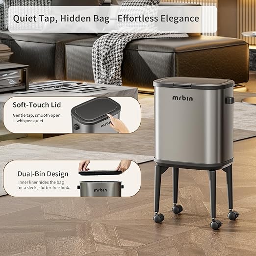 MRBIN Stainless Steel Slim Bathroom Trash Can - Image 4