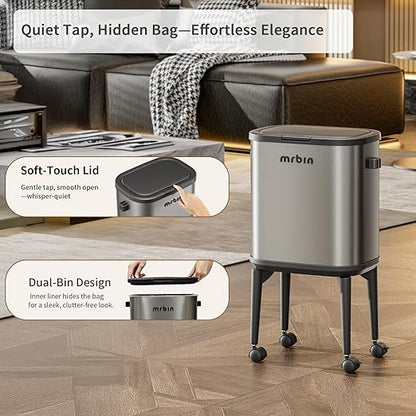 MRBIN Stainless Steel Slim Bathroom Trash Can - Image 4