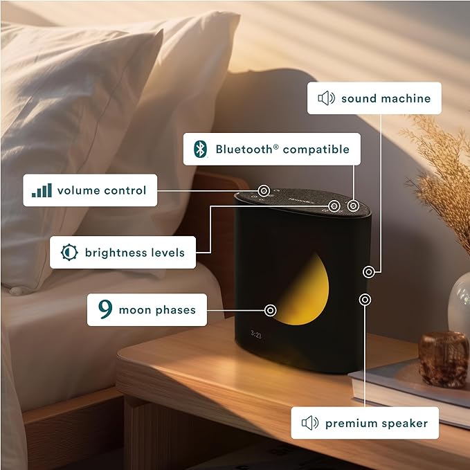 Homedics Sound Sleep Moon Dream Sound Machine and Alarm Clock, Enhance Sleep - Image 4