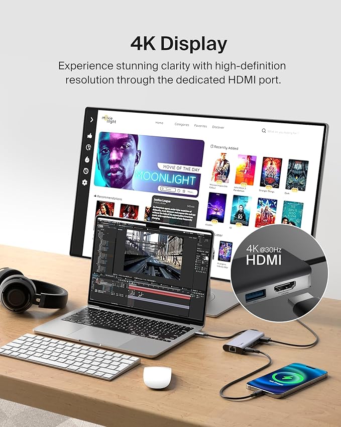 Belkin USB C Hub, 6-in-1 MultiPort Adapter Dock - Image 3