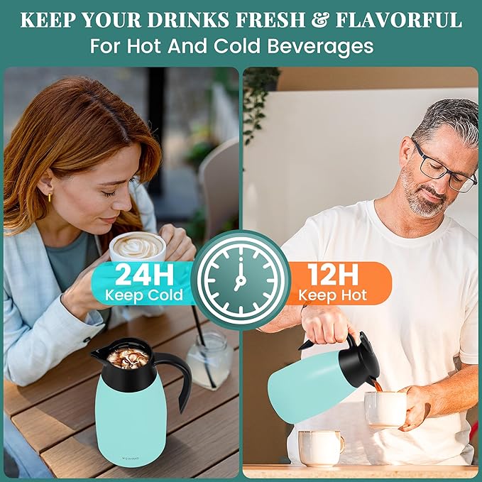 51 Oz Thermal Coffee Carafe, Stainless Steel Insulated Vacuum coffee crafts to - Image 3