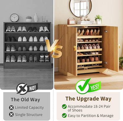 Vlsrka Shoe Cabinet Storage for Entryway, 6-Tier Rotating Shoe Organizer Cabinet - Image 6