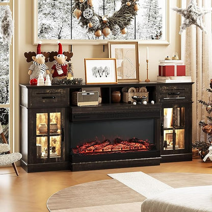 Bonnlo Fireplace TV Stand for Up to 80'' TVs, Electric Fireplace Heater - Image 4