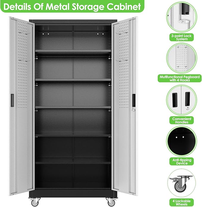 71" H×34" W×18" D Garage Storage Cabinet - Image 7