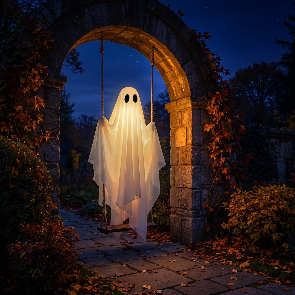 Halloween 5FT Swinging Ghost Outdoor Decor, Halloween Decorations Outdoor