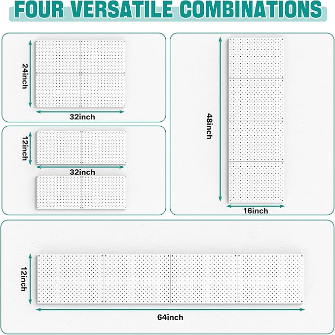EVERHANGER Metal Pegboard Panels, Heavy Duty Pegboard Wall Organizer, Garage - Image 3