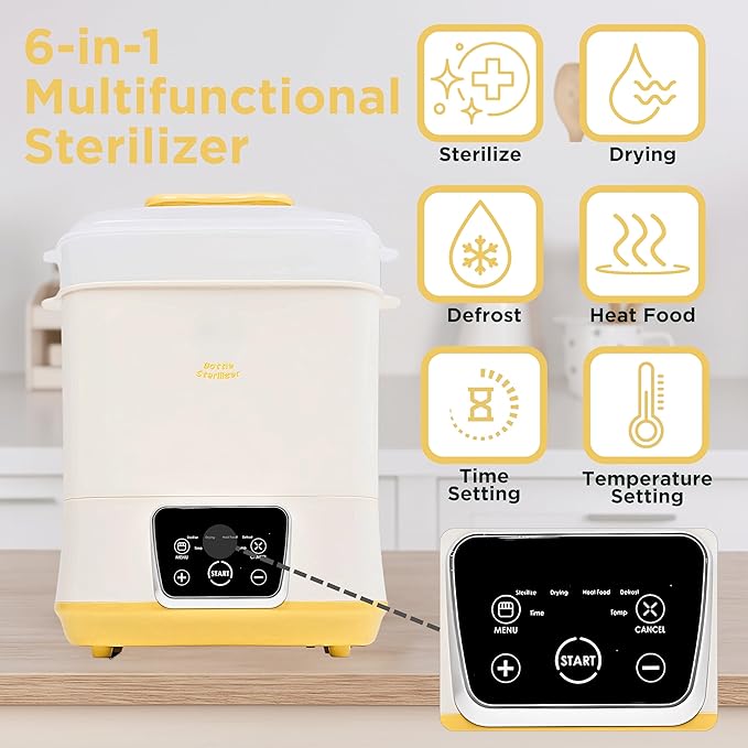 6-in-1 Electric Bottle Sterilizer and Dryer, Use as Baby Bottle Warmer - Image 3