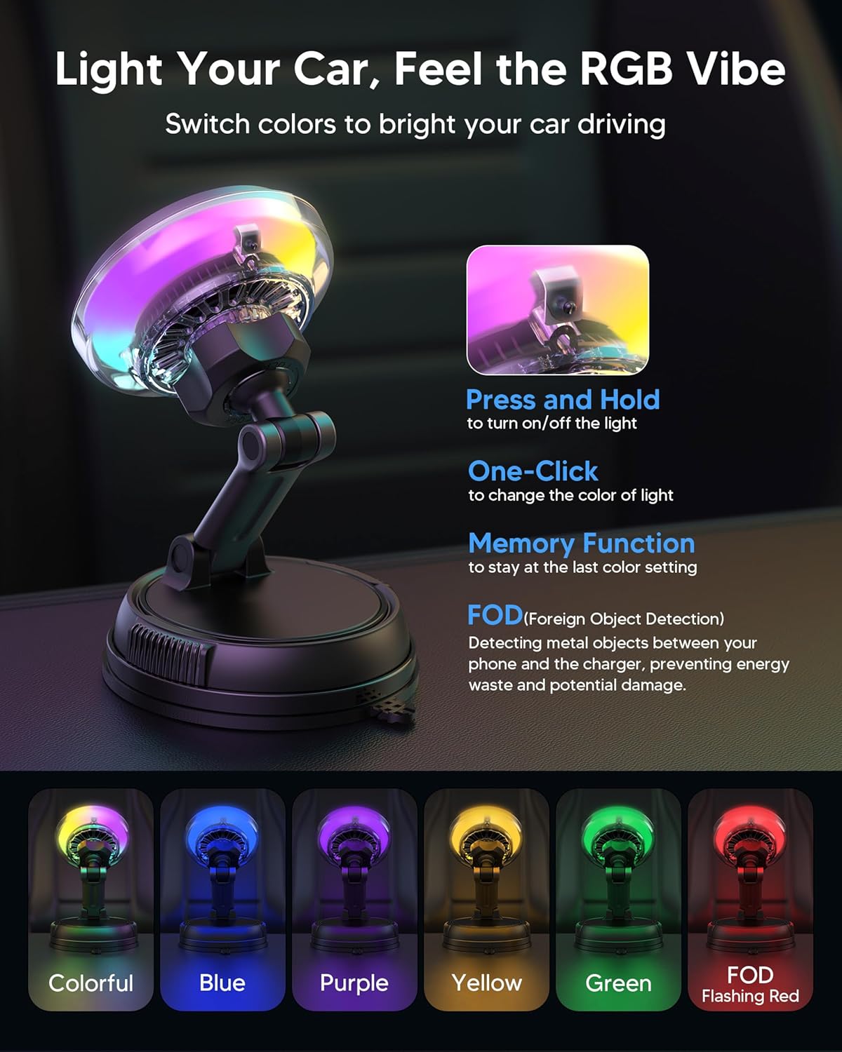 Qi2.2 25W Magnetic Car Charger with Cool Fan, 78+LBS Vacuum Suction