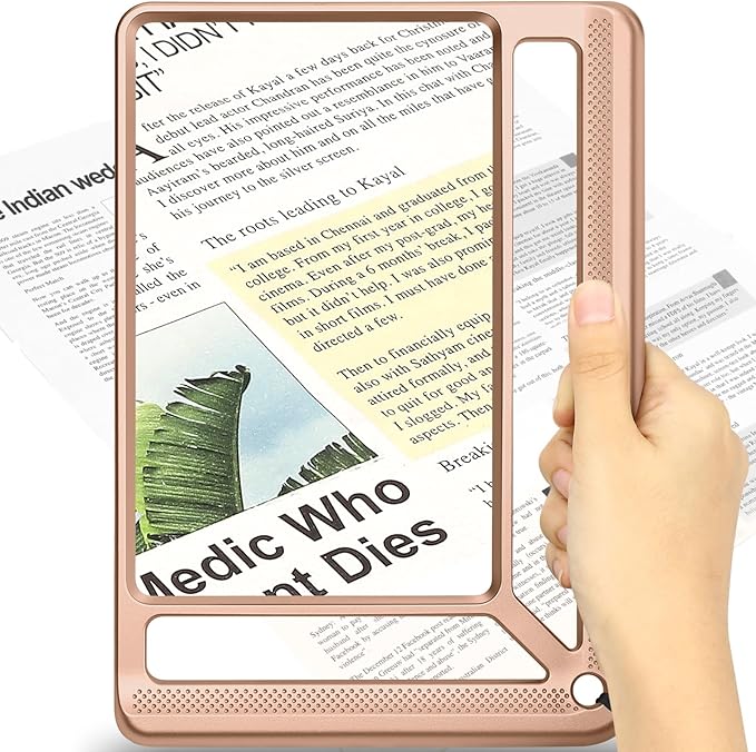 5X Full Page Magnifying Glass for Reading, Lightweight Rectangular Magnifier by AKKYCVS