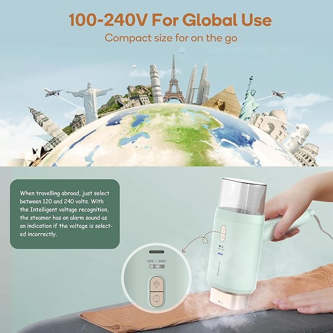 Newbealer Steamer for Clothes, Dual Voltage 100-240V, 1200W Travel Steamer - Image 8