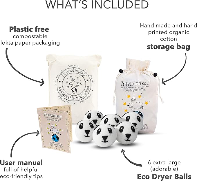 Friendsheep Wool Dryer Balls, Organic Reusable Fabric Softener Alternative - Image 4