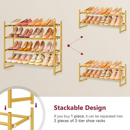 Tajsoon Expandable Shoe Rack for Closet 4 Tier, 29“-41“Adjustable & Stackable - Image 6