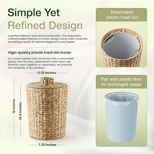 2 Gallons Wicker Waste Basket - Image 2
