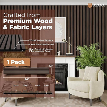 Avana Modern Acoustic Wood Wall Panels – 94.4x12.6 Inch Dark Walnut Acoustic - Image 4