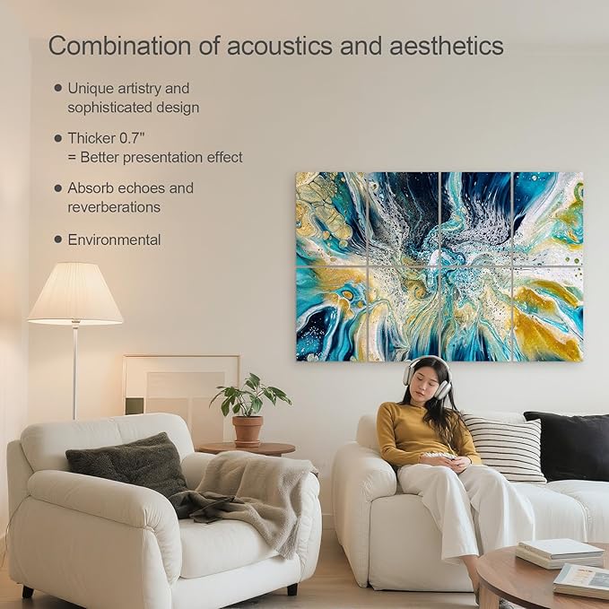 UMIACOUSTICS 8 Pcs 0.7Inch Thick Art Acoustic Panels, Total 47.2” x 31.5” - Image 4