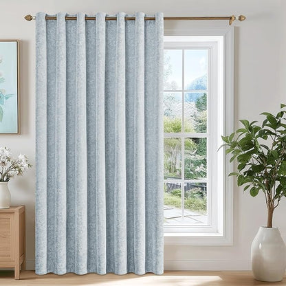 Beauoop Blue Floral Jacquard Blackout Curtains 84 Inches Long by Beauoop