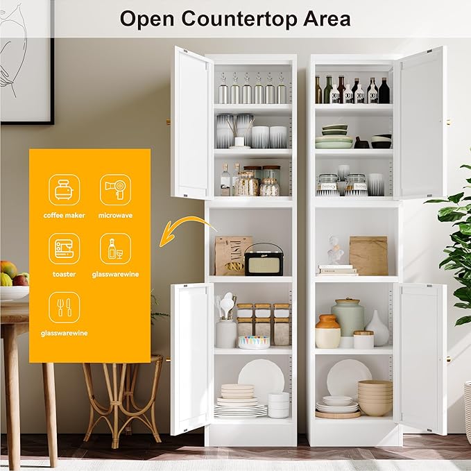 2-Door Metal Storage Cabinet, Tall Slim Pantry Organizer - Image 6