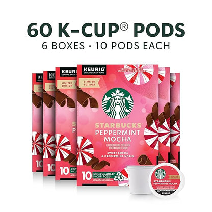 Starbucks K-Cup Coffee Pods, Peppermint Mocha Naturally Flavored Coffee - Image 2