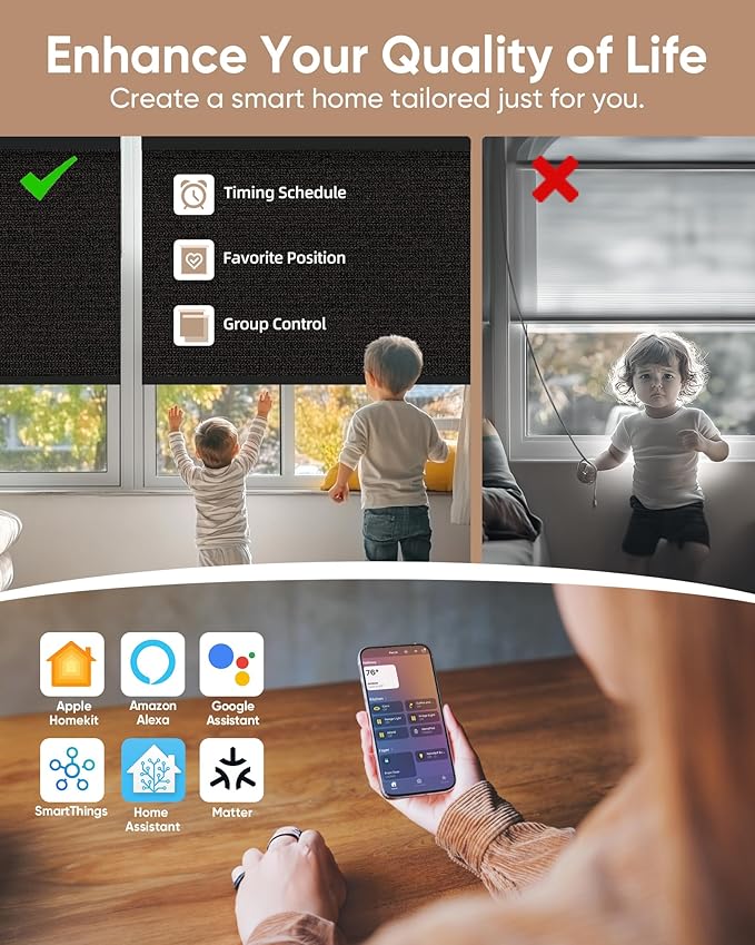 Kincmo Motorized Blinds with Remote, 100% Blackout Motorized Roller Shades Work - Image 3