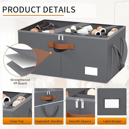 2 Pack Shoe Organizer for Closet, Foldable Shoe Storage Organizer - Image 3