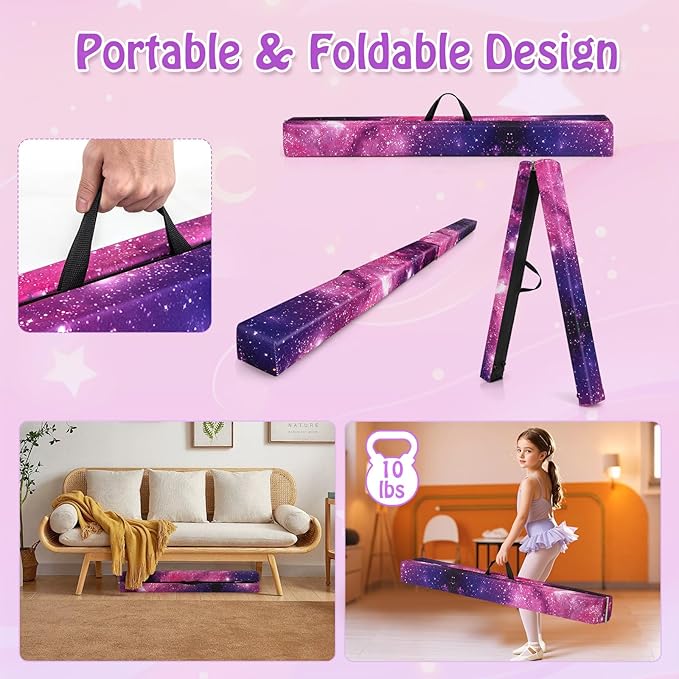 Giantex 7FT/8FT/9FT Balance Beam, Folding Gymnastics Beam w/Carry Handles - Image 2