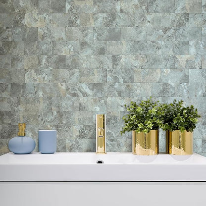 AULIGET 4-Piece Faux Stone Peel and Stick Backsplash Wall Tiles, Laundry Room - Image 6