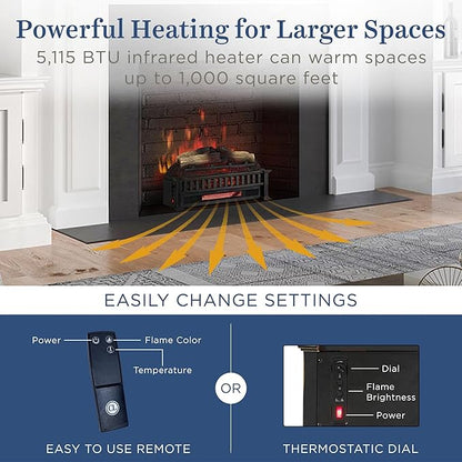 Country Living 23 inch Electric Log Set | Crackling Sound | 1000 Sq Ft Heater | - Image 3