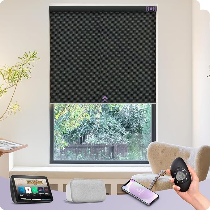 Graywind Motorized Solar Shades Light Filtering Mesh Shade Compatible by Graywindbeyondshading