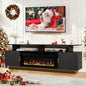 70” Fluted TV Stand with 36” Electric Fireplace, 2 Tier TV Console Cabinet with by Sumshadow