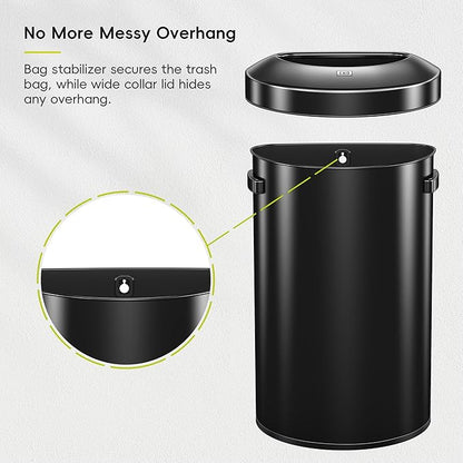 EKO Urban 21 Gallon Semi-Round Open Top Waste Bin, Stainless Steel Half Round - Image 6