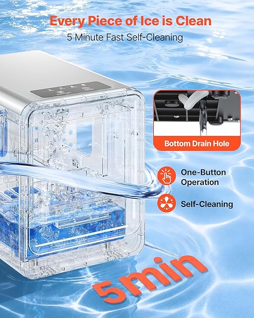 VEVOR Countertop Ice Maker, 33 lbs per Day, Self-Cleaning Portable Machine - Image 5