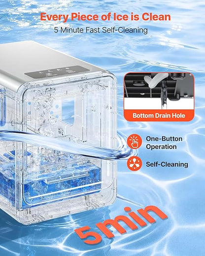 VEVOR Countertop Ice Maker, 33 lbs per Day, Self-Cleaning Portable Machine - Image 5
