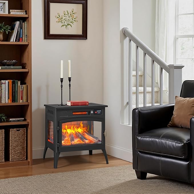 24″ Freestanding Electric Fireplace Stove - Image 2