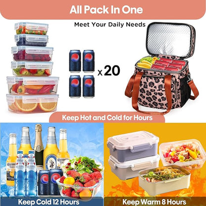 GLENKEY Expandable Insulated Lunch Box, Double Deck Lightweight Large Lunch Bag - Image 5