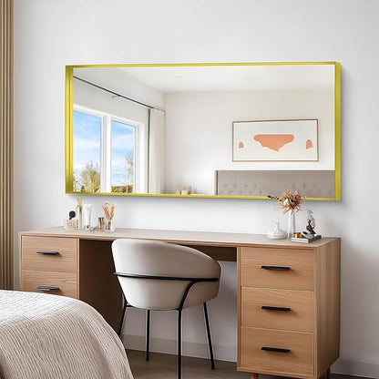 Gold Bathroom Mirror, 30x60 Inch Rectangular Deep Frame Mirror, Large Wall - Image 6