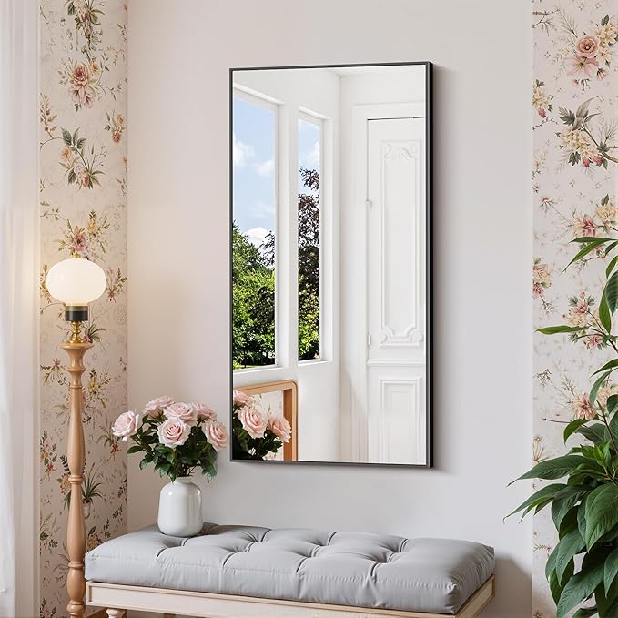 Black Bathroom Mirror for Wall, 20x40 Inch Rectangle Mirror - Image 3