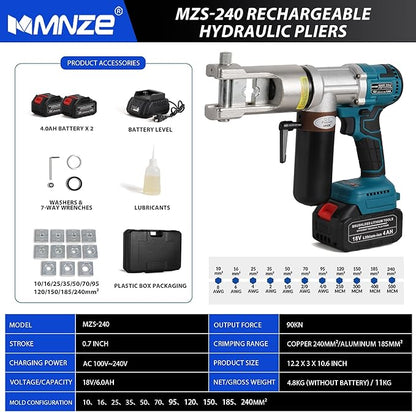 Electric Hydraulic Cable Lug Crimping Tool 8 AWG to 500 MCM Rechargeable - Image 4