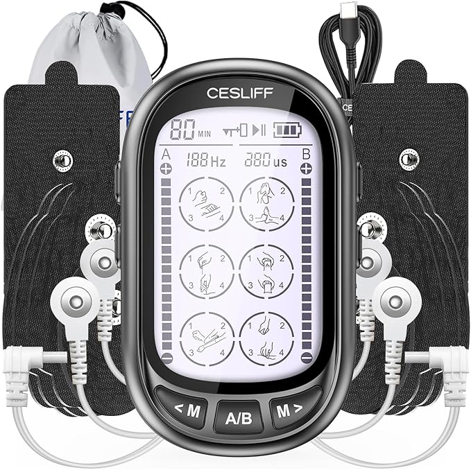 Dual Channel TENS EMS Unit 24 Modes 36 Levels, Upgraded Large Screen Intensity by CESLIFF