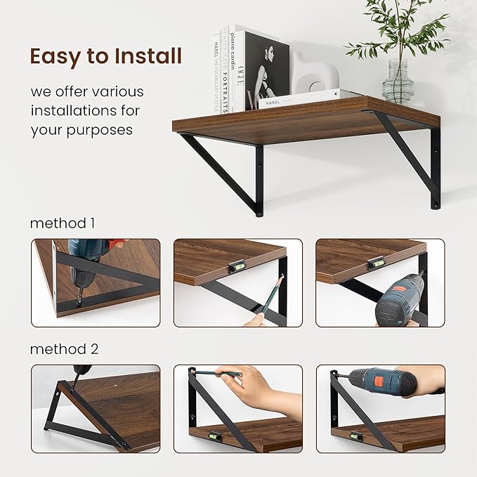 Axeman Deep Floating Shelves | 16 Inch Walnut Wall Shelves Set of 2 | 10 Inch - Image 6