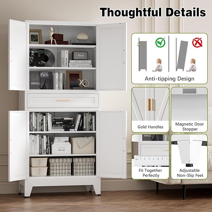 COFaR 71" Tall Kitchen Pantry, Farmhouse Storage Cabinet - Image 7