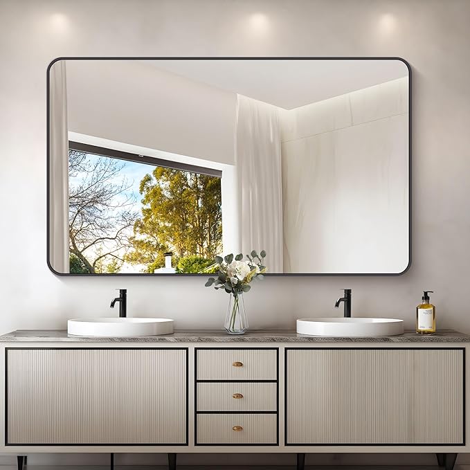 60" x 36"Bathroom Mirror, Matte Black Wall Mirror - Image 2