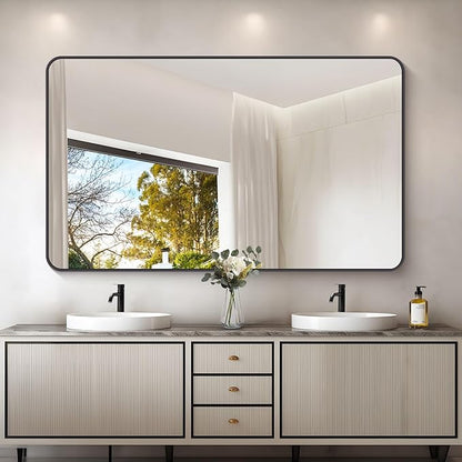 60" x 36"Bathroom Mirror, Matte Black Wall Mirror - Image 2