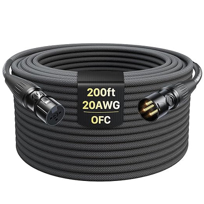 XLR Cables 200ft 1 Pack, Professional Gold-Plated Rean Connectors from Neutrik by AA